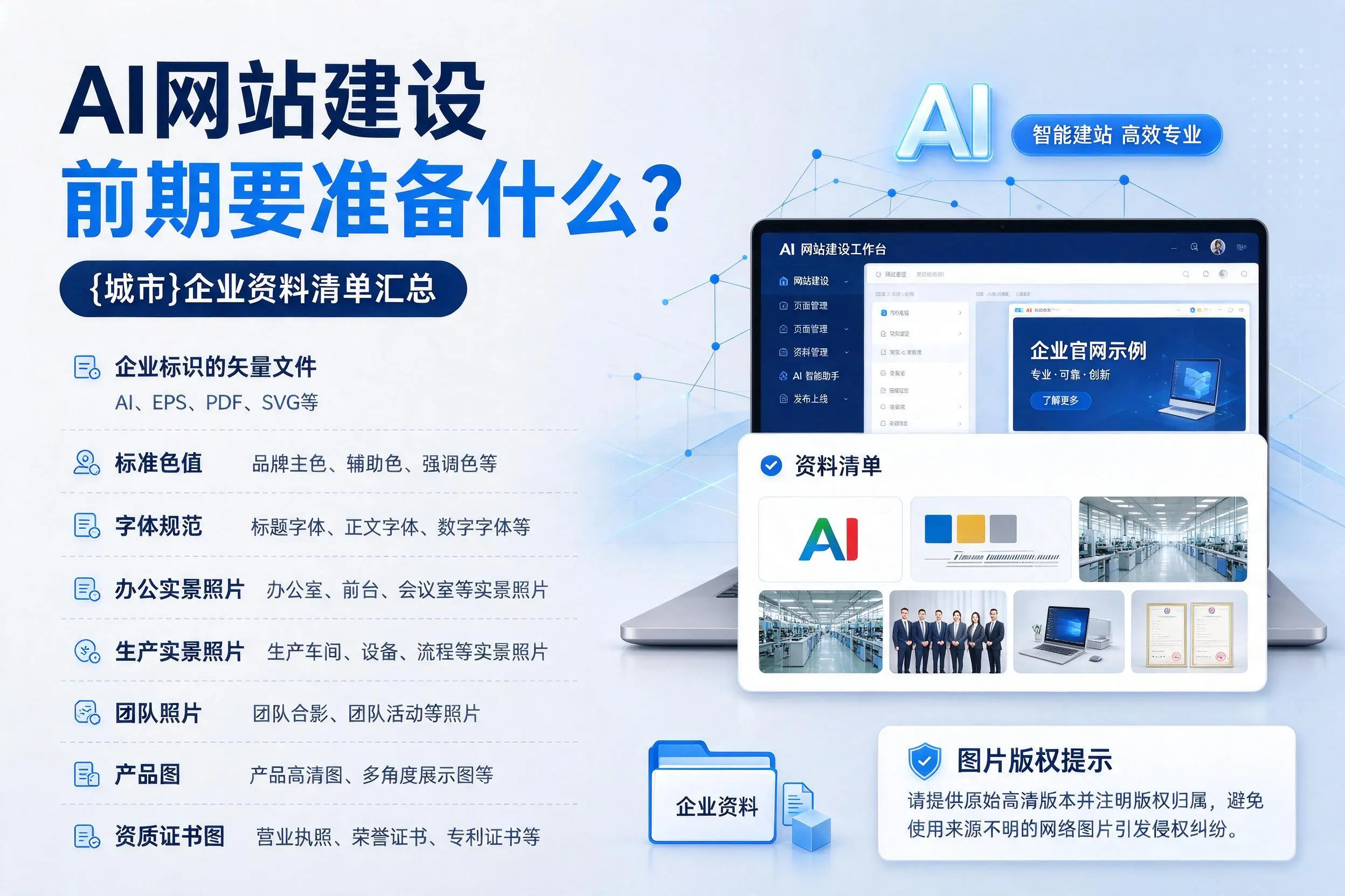 AI网站建设前期要准备什么?九江企业资料清单汇总